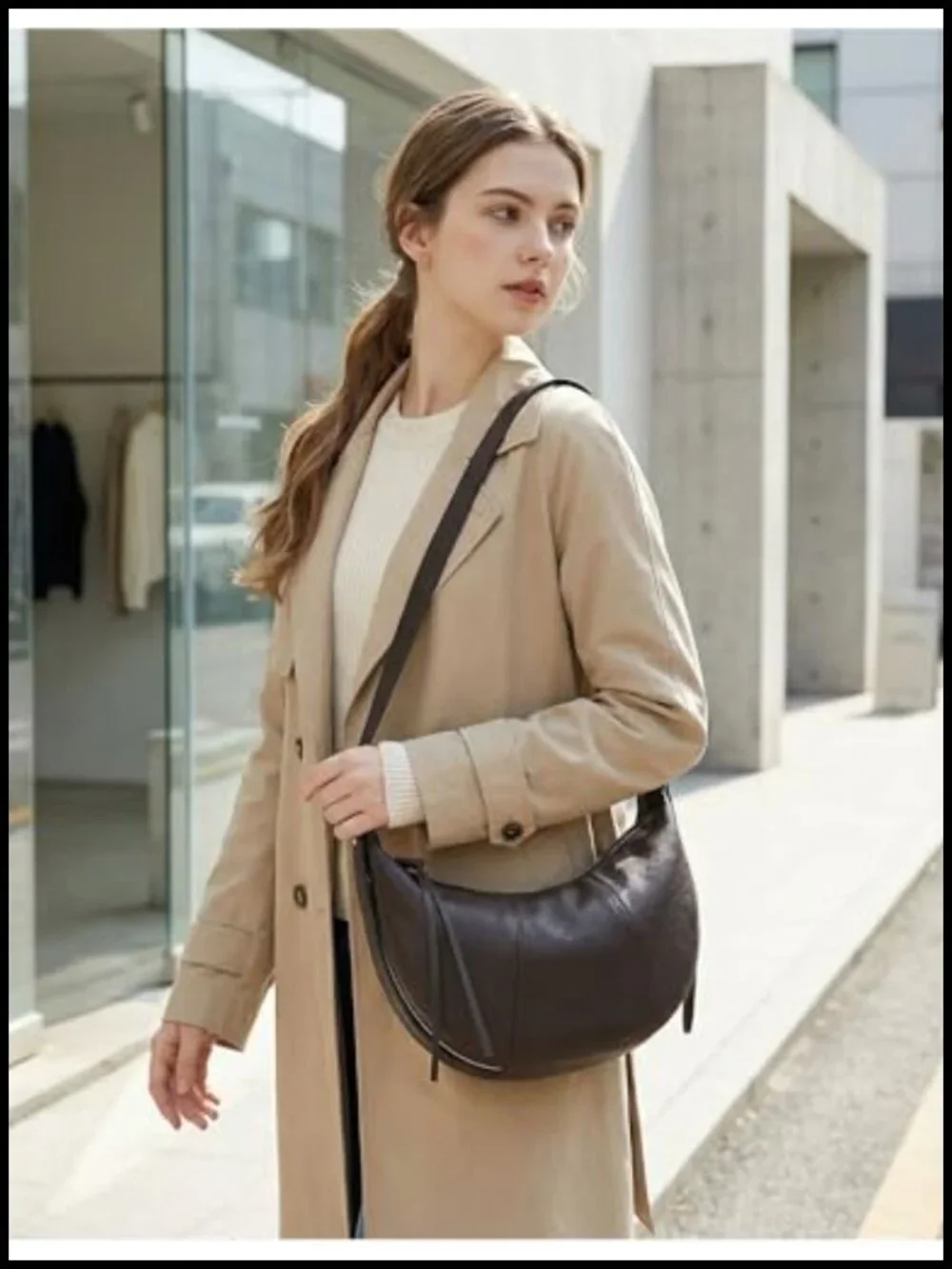 Genuine Leather Crossbody Hobo Bag Shoulder Handbag Dumpling Purse